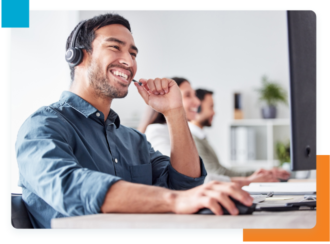 Man with headset smiling