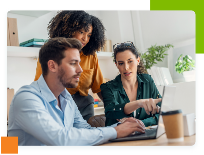 Group of office workers having a discussion