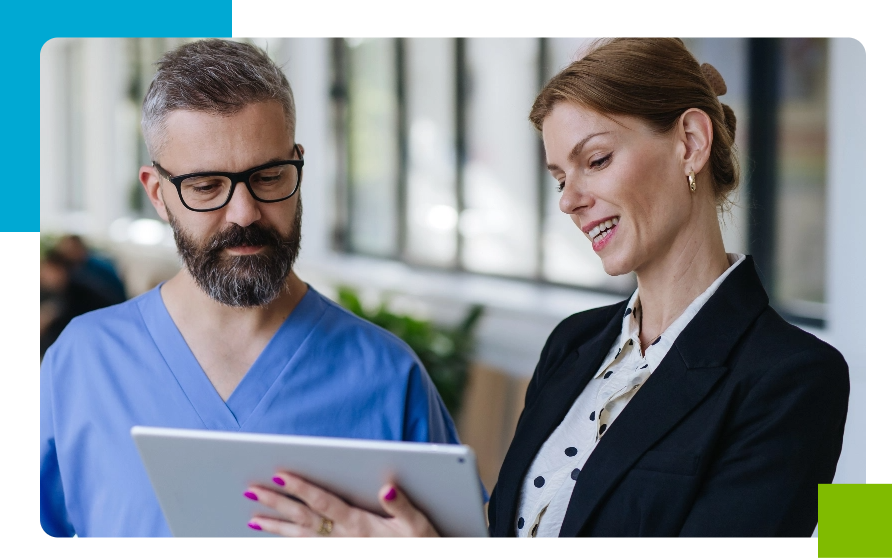 Medical professionals on tablet